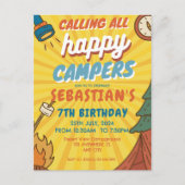 Carte Postale Fête d'anniversaire camping pour enfants modernes (Devant)