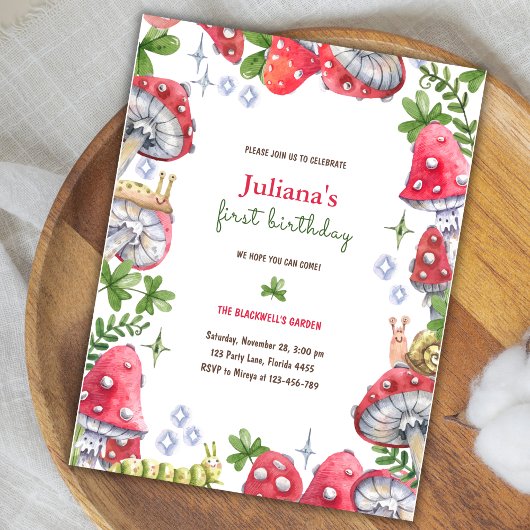 Carte Postale Fête d'anniversaire Champignon Aquarelle Forêt de 