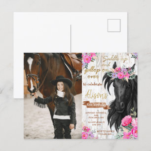 Carte Postale Fête d'anniversaire Cheval thème rustique Annivers