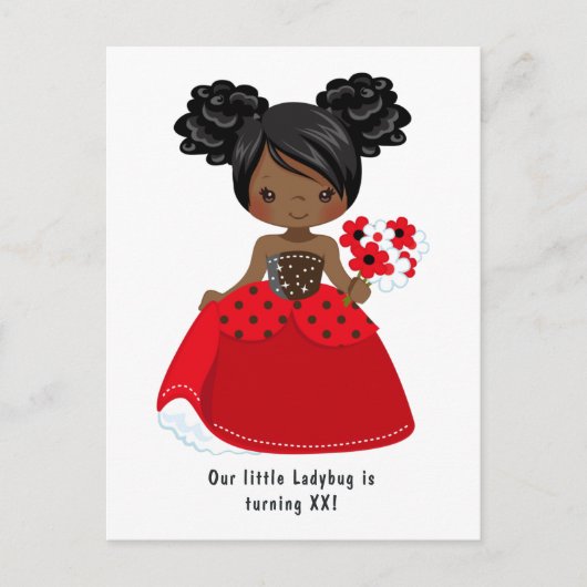 Carte Postale Fête d'anniversaire Conte de Fées Princesse Noire (Devant)