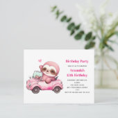 Carte Postale Fête d'anniversaire convertible avec un flot rose (Debout devant)