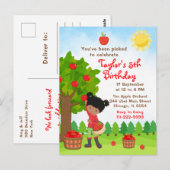 Carte Postale Fête d'anniversaire cueillette de pommes fille afr (Devant / Derrière)