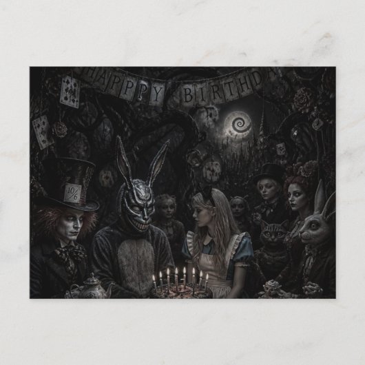 Carte Postale Fête d'anniversaire d'Alice Dark Fantasy (Devant)