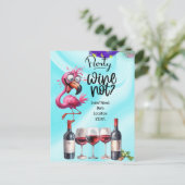 Carte Postale Fête d'anniversaire d'amateur de vin Flamant rose (Debout devant)