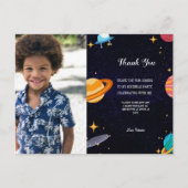 Carte Postale Fête d'anniversaire dans l'espace avec photo bleue (Devant)