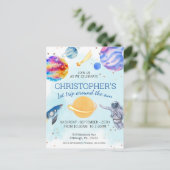 Carte Postale Fête d'anniversaire dans l'espace pour jeune astro (Debout devant)