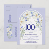 Carte Postale Fête d'anniversaire de 100 ans Arc Bohème Floral B (Devant / Derrière)