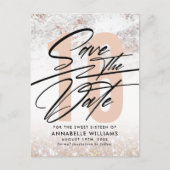 Carte Postale Fête d'anniversaire de 16 ans Rose Gold Marble Enr (Devant)