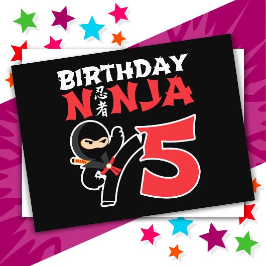 Carte Postale Fête d'anniversaire de 5 ans de ninja de karaté