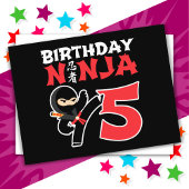 Carte Postale Fête d'anniversaire de 5 ans de ninja de karaté po