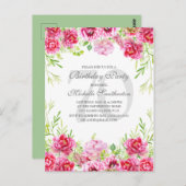 Carte Postale Fête d'anniversaire de 70 ans pour femme aux fleur (Devant / Derrière)