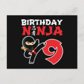 Carte Postale Fête d'anniversaire de 9 ans de ninja de karaté En (Devant)