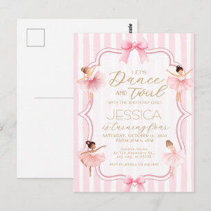 Carte Postale Fête d'anniversaire de ballet de danse et de tourb