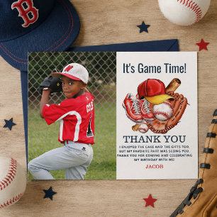 Carte Postale Fête d'anniversaire de baseball bleu marine pour e