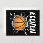 Carte Postale Fête d'anniversaire de basketball garçon de 11 ans (Devant / Derrière)