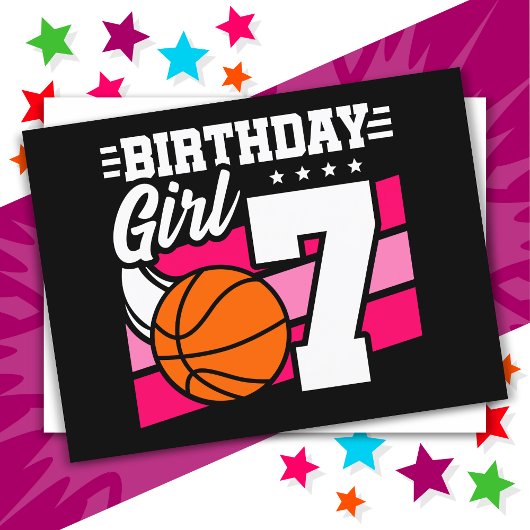 Carte Postale Fête d'anniversaire de basketball pour une fille d