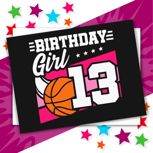 Carte Postale Fête d'anniversaire de basketball pour une fille d