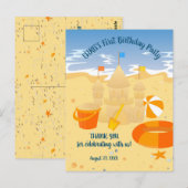 Carte Postale Fête d'anniversaire de bébé garçon plage de châtea (Devant / Derrière)