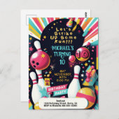 Carte Postale Fête d'anniversaire de bowling (Devant / Derrière)