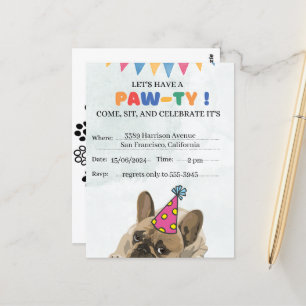 Carte Postale Fête d'anniversaire de chien Pug Fête d'anniversai