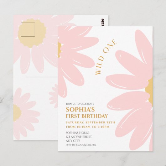 Carte Postale Fête d'anniversaire de Daisy Bohmian Wild One 1er (Devant / Derrière)