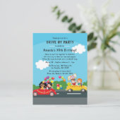 Carte Postale Fête d'anniversaire de défilé en voiture amusante (Debout devant)