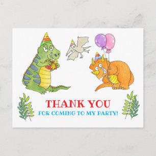 Carte Postale Fête d'anniversaire de Dinosaur Kid Merci
