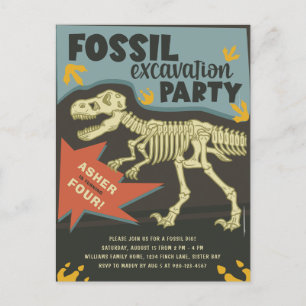 Carte Postale Fête d'anniversaire de dinosaure de fouille de fos