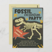 Carte Postale Fête d'anniversaire de dinosaure de fouille de fos (Devant / Derrière)