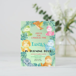 Carte Postale Fête d'anniversaire de dinosaure mignon jungle Enf