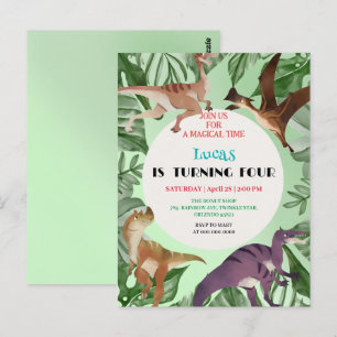Carte Postale Fête d'anniversaire de dinosaure mignon jungle Enf