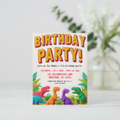 Carte Postale Fête d'anniversaire de dinosaure pour enfant color (Debout devant)