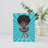 Carte Postale Fête d'anniversaire de fille avec un tutu de hip-h (Debout devant)