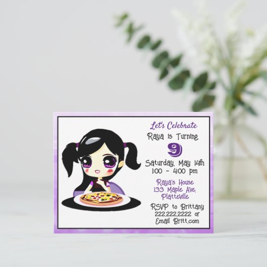 Carte Postale Fête d'anniversaire de fille de jeu d'animé avec p (Debout devant)