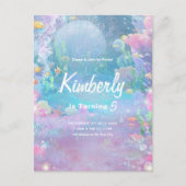 Carte Postale Fête d'anniversaire de fille sirène sous la mer, F (Devant)