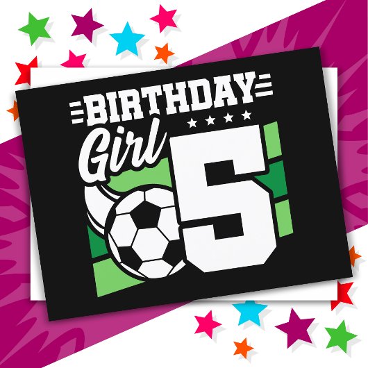 Carte Postale Fête d'anniversaire de football de 5 ans pour fill