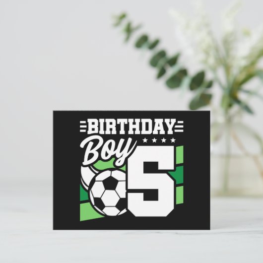 Carte Postale Fête d'anniversaire de football de 5 ans pour garç (Debout devant)