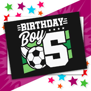 Carte Postale Fête d'anniversaire de football de 5 ans pour garç