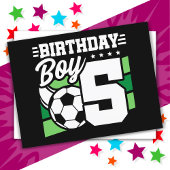 Carte Postale Fête d'anniversaire de football de 5 ans pour garç
