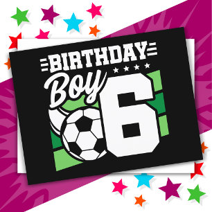 Carte Postale Fête d'anniversaire de football de 6 ans pour garç
