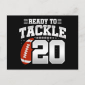 Carte Postale Fête d'anniversaire de football de tackle à 20 ans (Devant)