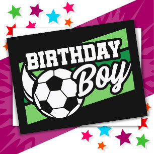Carte Postale Fête d'anniversaire de football pour enfants garço
