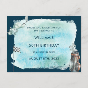Carte Postale Fête d'anniversaire de golf 50 ans aquarelle