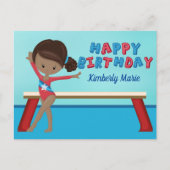 Carte Postale Fête d'anniversaire de gymnaste afro-américaine (Devant)