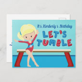 Carte Postale Fête d'anniversaire de gymnastique pour filles blo (Devant / Derrière)
