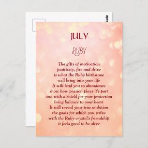 Carte Postale Fête d'anniversaire de juillet Ruby 