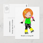 Carte Postale Fête d'anniversaire de la fille rousse mignonne en (Devant / Derrière)