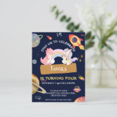 Carte Postale Fête d'anniversaire de la fusée de la galaxie de d (Debout devant)