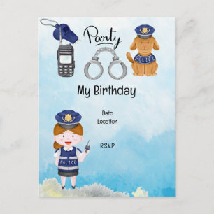 Carte Postale Fête d'anniversaire de la police Enregistrez la da