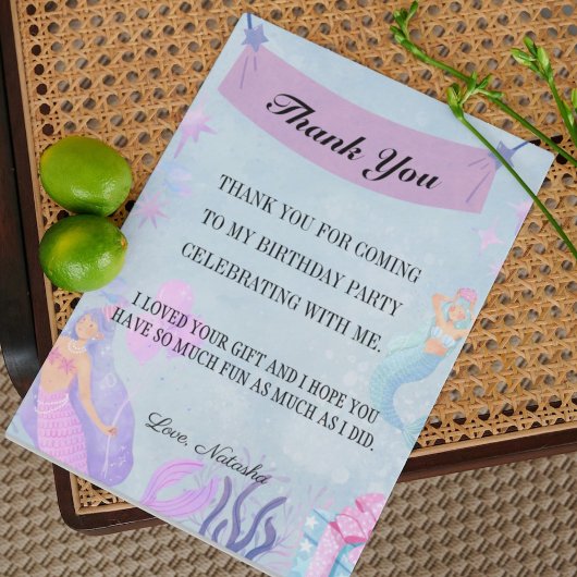 Carte Postale Fête d'anniversaire de la Sirène Bleue|| merci ann